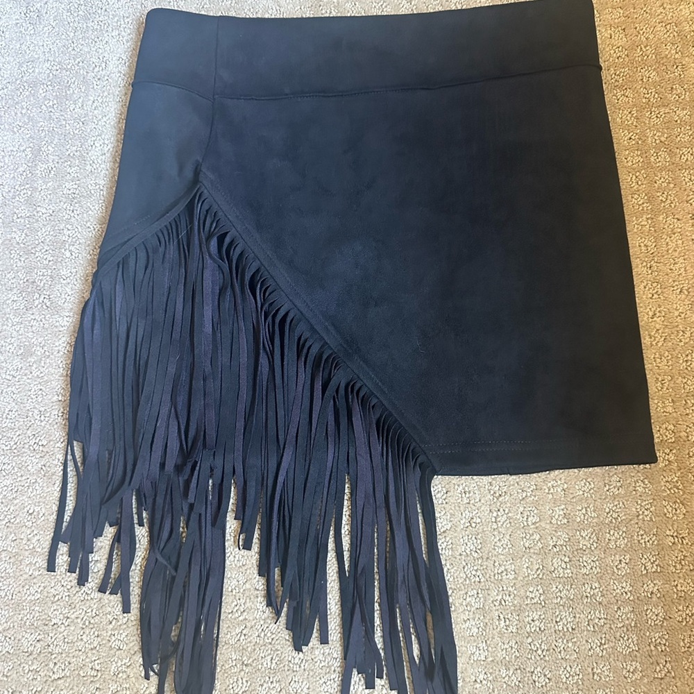 Chic Black Fringe Mini Skirt